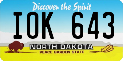 ND license plate IOK643