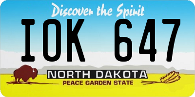 ND license plate IOK647