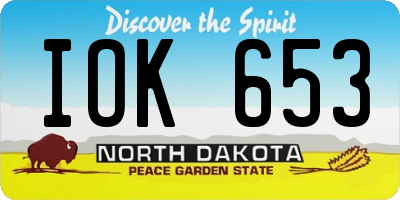 ND license plate IOK653
