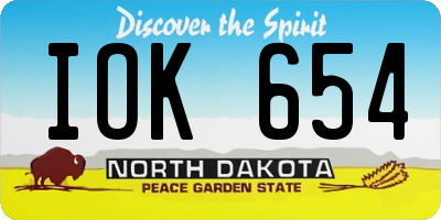 ND license plate IOK654