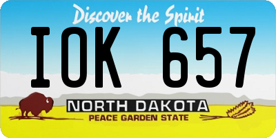 ND license plate IOK657