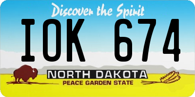 ND license plate IOK674
