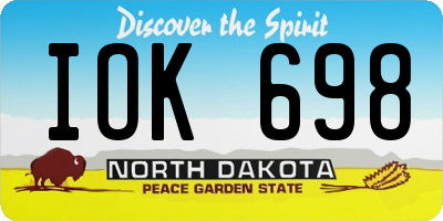 ND license plate IOK698