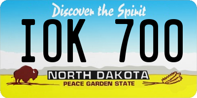 ND license plate IOK700