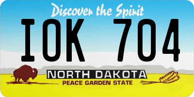 ND license plate IOK704