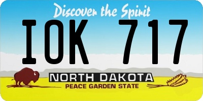 ND license plate IOK717