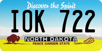 ND license plate IOK722