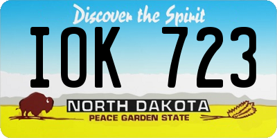 ND license plate IOK723