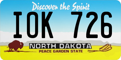 ND license plate IOK726