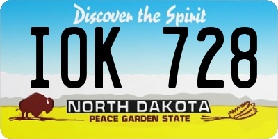 ND license plate IOK728
