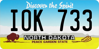 ND license plate IOK733