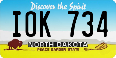 ND license plate IOK734