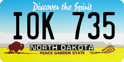 ND license plate IOK735