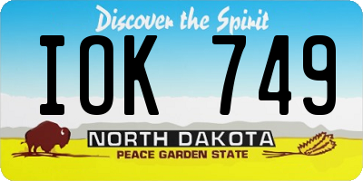 ND license plate IOK749