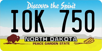ND license plate IOK750