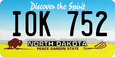 ND license plate IOK752