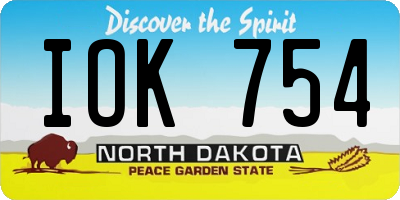 ND license plate IOK754