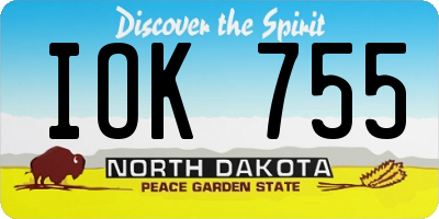 ND license plate IOK755