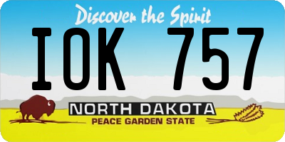 ND license plate IOK757