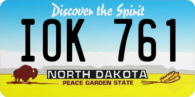 ND license plate IOK761