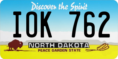 ND license plate IOK762