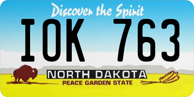 ND license plate IOK763