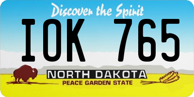 ND license plate IOK765