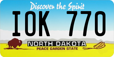 ND license plate IOK770