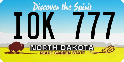 ND license plate IOK777