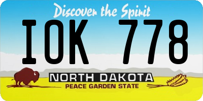 ND license plate IOK778