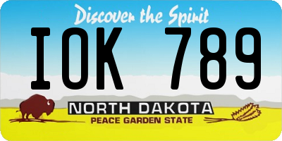 ND license plate IOK789