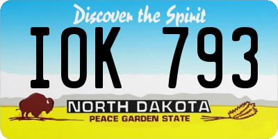 ND license plate IOK793