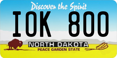 ND license plate IOK800