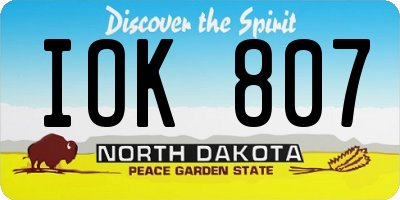 ND license plate IOK807