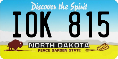 ND license plate IOK815