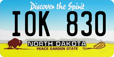 ND license plate IOK830