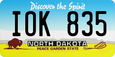 ND license plate IOK835