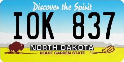 ND license plate IOK837