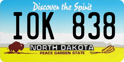 ND license plate IOK838