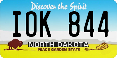 ND license plate IOK844