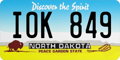 ND license plate IOK849