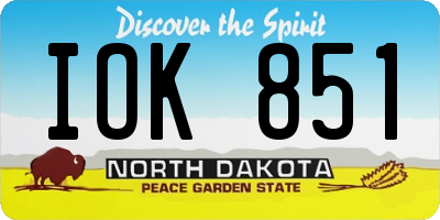 ND license plate IOK851