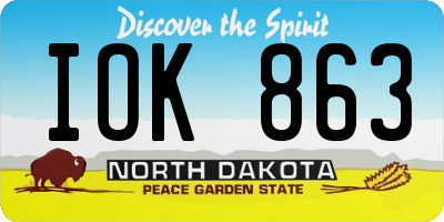 ND license plate IOK863