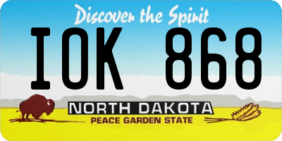 ND license plate IOK868