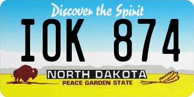 ND license plate IOK874