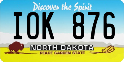 ND license plate IOK876