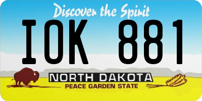 ND license plate IOK881
