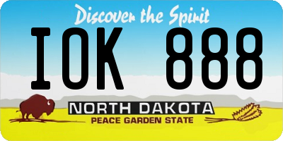 ND license plate IOK888