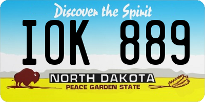 ND license plate IOK889