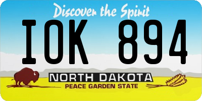 ND license plate IOK894